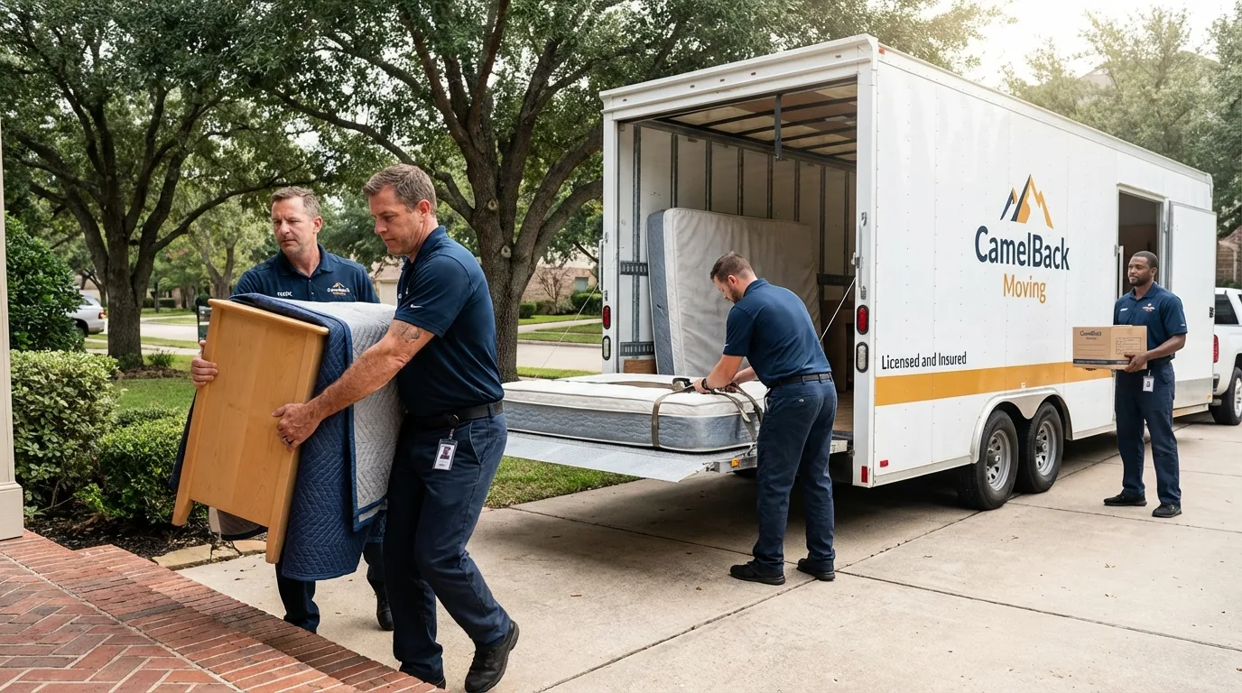 Crew loading residential truck for cross-state move from Walnut, IL