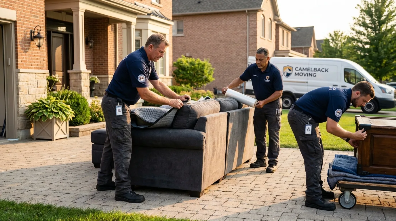 Large estate moving crew wrapping furniture in Walnut, IL
